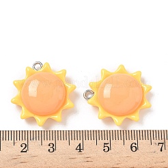 不透明樹脂ペンダント  太陽  201ステンレススチールループ付き  きいろ  25.5x24.5x8.5mm  穴：2mm&nbsp;RESI-I339-01P-01