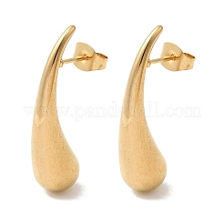 304ステンレススチールティアドロップスタッドピアス  ゴールドカラー  28.5x7.5mm&nbsp;EJEW-F398-05G