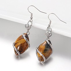Platinum Tone Brass Rhinestone Mixed Stone Dangle Earrings&nbsp;EJEW-JE01702