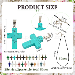 DIY Cross Pendant Necklace Making Kits&nbsp;DIY-FG0008-32