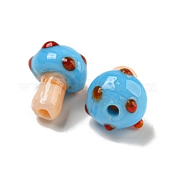 手作りランプワークビーズ連売り  キノコ  ディープスカイブルー  12~14.5x10~12mm  穴：1.2~1.8mm  約23個/連  11.61~12.60インチ（29.5~32cm）&nbsp;LAMP-N025-03O