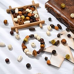 77 個 16 スタイルの木製ビーズ  混合図形  ミックスカラー  6.5~10x8~16.5mm  穴：2~4mm&nbsp;WOOD-CJC0019-18