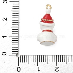 クリスマス合金エナメルペンダント  ゴールドカラー  雪だるま  22x11x8mm  穴：1.4mm&nbsp;LS-ENAM-F156-01G-05