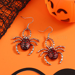 ハロウィンスパイダー合金アクリルダングルイヤリング  アンティークシルバー  58x38mm&nbsp;HA3118