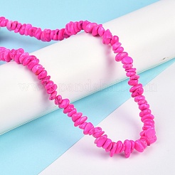 天然マグネサイトビーズ連売り  染め  チップ  マゼンタ  6~10x6~10x3~4mm  穴：0.5~0.7mm  15.55''~16.54''（39.5~42センチメートル）&nbsp;TURQ-P001-02A-09
