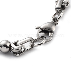 PVD Vacuum Plating 201 Stainless Steel Bicone Link Chain Bracelet&nbsp;BJEW-Z023-07P