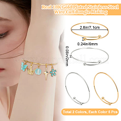 10Pcs 2 Colors Adjustable 304 Stainless Steel Wire Cuff Bangle Making&nbsp;MAK-BBC0001-14