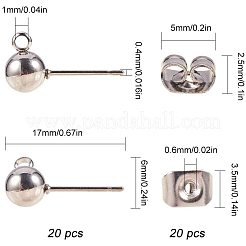 304ステンレススチールスタッドピアス金具  17x9x6mm&nbsp;STAS-PH0018-68P