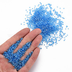 ガラスシリンダービーズ  シードビーズ  透明色光沢  丸い穴  ドジャーブルー  1.5~2x1~2mm  穴：0.8mm  約8000個/袋  約1ポンド/バッグ&nbsp;SEED-S047-G-006