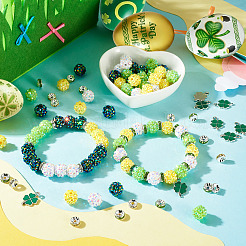 聖パトリックの日のDIYファインディングキット  合金エナメルペンダントを含む  ABカラー樹脂製ラインストーンビーズ  真鍮製A級ラインストーンスペーサービーズ  ミックスカラー  19x13x1.5mm  穴：1.6mm&nbsp;DIY-TA0015-78