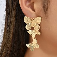 バタフライ合金ダングルスタッドピアス  ゴールドカラー  65x30mm&nbsp;FS-WG3D962-01
