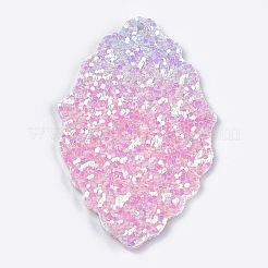 PUレザービッグペンダント  スパンコール  葉  カラフル  60.5x36x2mm  穴：2mm&nbsp;LS-FIND-S299-30B