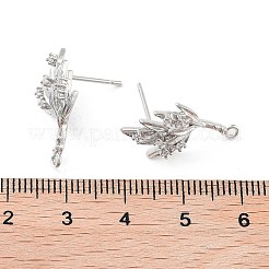Brass Micro Pave Cubic Zirconia Stud Earring Findings&nbsp;KK-E107-11P