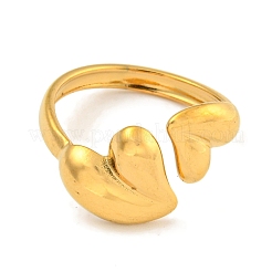 Ion Plating(IP) 304 Stainless Steel Heart Open Cuff Ring for Women&nbsp;RJEW-A043-31G