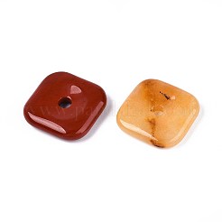 天然石&合成ミックスストーンペンダント  スクエアチャーム  染めと未染色の混合  30x30x6~7mm  穴：5mm&nbsp;G-T142-45