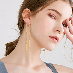 4 Pairs 4 Style Stainless Steel Chain Tassel Ear Threads&nbsp;EJEW-AN0002-91