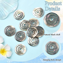 5Pcs Natural Black Lip Shell Pendants&nbsp;SHEL-YW0001-20