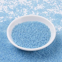 MIYUKIラウンドロカイユビーズ  日本製シードビーズ  11/0  （rr221)スカイブルー裏地クリスタル  11/0  2x1.3mm  穴：0.8mm  約50000個/ポンド&nbsp;SEED-G007-RR0221