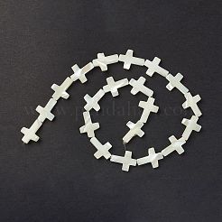 天然トロチッドシェル/トロカスシェルビーズ連売り  クロス  貝殻色  20~20.5x15x4mm  穴：0.6mm  約20個/連  15.87''（40.3センチメートル）&nbsp;SSHEL-K027-05