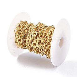 真鍮フィガロチェーン  スプールで  溶接されていない  18KGP本金メッキ  18x8x1mm  8x6x2mmと10x1mm&nbsp;CHC-D028-20G
