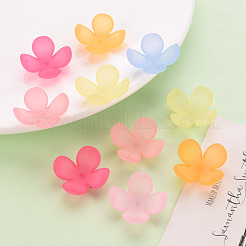 つや消しアクリルビーズキャップ  4花びら  花  ミックスカラー  27x27x11mm  穴：1.8mm  約276個/500g&nbsp;MACR-S371-06A