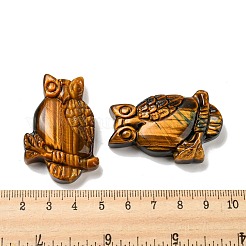 天然石タイガーアイペンダント  フクロウのチャーム  44~46x29~31x7.5~10mm  穴：1.4mm&nbsp;G-M417-08E