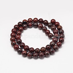 Natural Brecciated Jasper Round Beads Strands&nbsp;G-P075-14-8mm