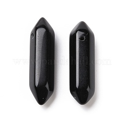 天然黒曜石ダブル ターミナル ポインテッド ペンダント  ファセットバレットチャーム  30~35x8~9x8~9mm  穴：1.4mm&nbsp;G-C007-02B-07