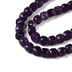 天然レピドライトビーズ連売り  多面カット  キューブ  4~5x4~5x4~5mm  穴：0.8mm  約92~105個/連  14.96~15.35インチ（38~39cm）。&nbsp;G-N342-128-1