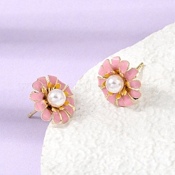 Brass Enamel Stud Earrings&nbsp;KK-CBA8324-27G-01