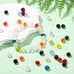 カット加工ロンデル透明ガラスビーズ  ミックスカラー  10x7mm  穴：1mm  30pc&nbsp;GLAA-YW0004-13A