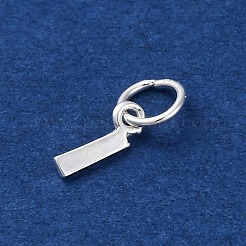 スターリングシルバーの文字チャーム925個  丸カンとスタンプ925個付き  銀色のメッキ  文字I  8x3.5x0.8mm  穴：4mm&nbsp;LS-STER-C012-01S-I