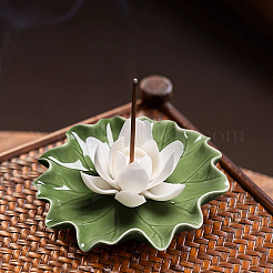 Lotus Leaf & Lotus Flower Porcelain Incense Burners&nbsp;DJEW-CN0001-38A