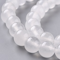 天然石ホワイトジェイドビーズ  ラウンド  染め  透明  8mm  穴：1mm  約49個/連  15.16インチ（38.5cm）&nbsp;G-J390-C02-38