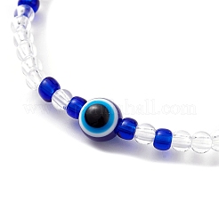 Resin Evil Eye & Acrylic Beaded Stretch Bracelet&nbsp;BJEW-JB10098