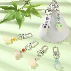 樹脂キノコペンダント装飾  宝石のラウンドビーズと合金のスイベルクラスプ付き  バックパック用  キーホルダーの装飾  ミックスカラー  7.4x1.45cm  6個/セット&nbsp;KEYC-TA00022