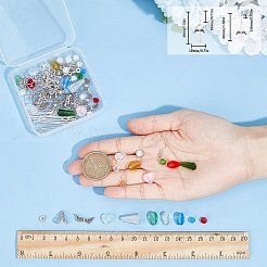 クリスマスエンジェルをテーマにしたDIYイヤリング製作キット  バイコーン & コーン & ハート ガラス ビーズを含む  合金の翼ペンダント  真鍮のピアスフック  ミックスカラー  116個/箱&nbsp;DIY-SC0021-65