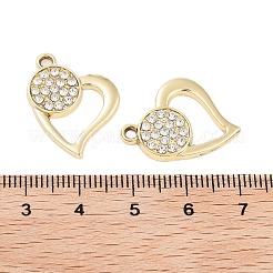 UVメッキ合金ラインストーンペンダント  ハートチャーム  ライトゴールド  22.5x17.5x2.5mm  穴：1.8mm&nbsp;ALRI-N058-06KCG