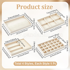 4Pcs 4 Styles MDF Covered with Velvet Jewelry Display Trays&nbsp;CON-UN0001-16A