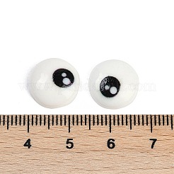 白と黒のフラットラウンドい漫画の樹脂カボション  ラウンド  13x4mm&nbsp;LS-CRES-Q009-01G