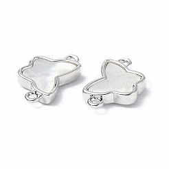 真鍮製コネクタチャーム  淡水シェル  ニッケルフリー  バタフライリンク  プラチナ  10x16.5x3mm  穴：1.2mm&nbsp;KK-R134-039P