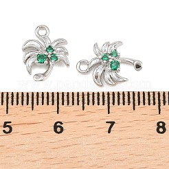 真鍮製マイクロパヴェキュービックジルコニアペンダント  木のチャーム  プラチナ  13x9x3mm  穴：1.4mm&nbsp;KK-L261-12P