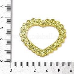 バレンタインデープリントの不透明アクリルパーツ  ハート  スパンコール入り  ゴールド  34.5x39.5x2.5mm  穴：1.6mm&nbsp;FIND-D283-11L