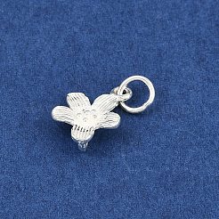 スターリングシルバーの花チャーム925個  丸カン付き  銀  13x10x3.5mm  穴：3.5mm&nbsp;STER-K183-12S