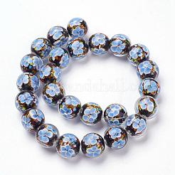 Handmade Inner Flower Lampwork Beads Strands&nbsp;LAMP-L072-F03