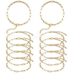 12Pcs 304 Stainless Steel Paperclip Chains Bracelets for Men Women&nbsp;BJEW-SC0001-63G