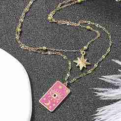 304 Stainless Steel Enamel Eye Star Pendant Double Layer Necklaces for Women&nbsp;STAS-Z105-05G