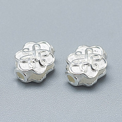 925スターリングシルバービーズ  結び目を持つ花  銀  10x8x5mm  穴：2mm&nbsp;STER-T002-48S