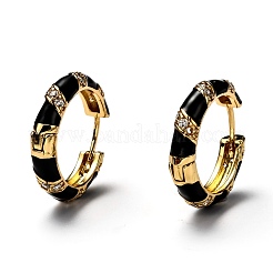 Brass Micro Pave Clear Cubic Zirconia Huggie Hoop Earrings&nbsp;EJEW-H121-22G