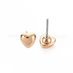 女性用ハートスタッドピアス  カドミウムフリー＆鉛フリー  ゴールド  7x7mm  ピン：0.6mm&nbsp;EJEW-S213-02A-01G-RS